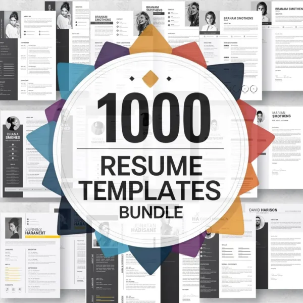 1000 Editable Resume Templates – Professional CV Designs for Word & photoshop | Modern, Minimal and Creative | Instant Download