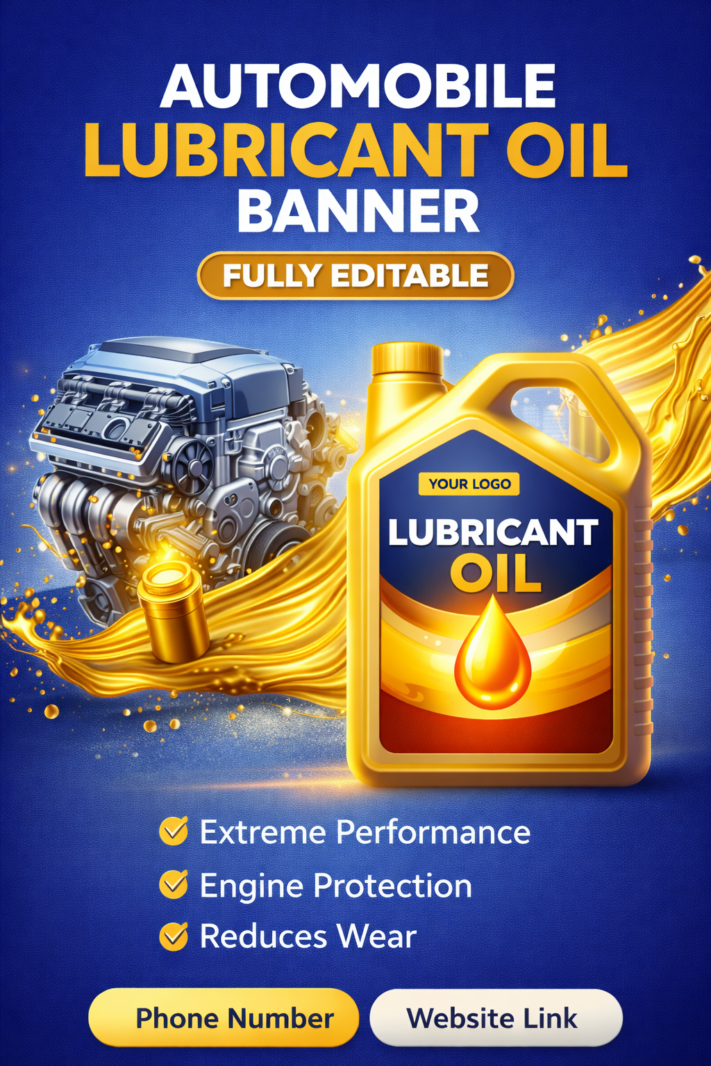 Automobile Lubricant Oil Banner Design | Fully Editable | Print Ready