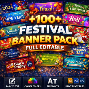 Festival Banner Pack | Fully Editable Designs | All Indian Festivals